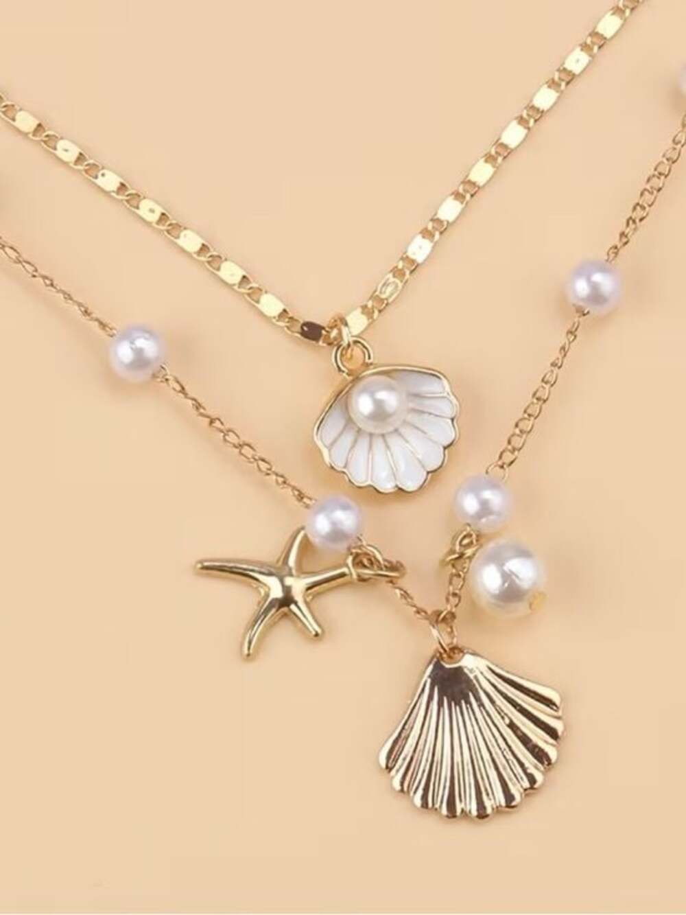 Gold Layered Pearl Shell Pendant Necklace - Women Jewelry - Picture 3 of 8